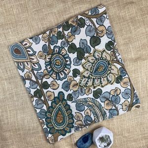 Pottery Barn Pillowcase Cover Blue Tan Paisley